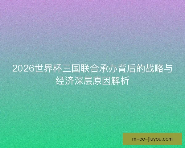 2026世界杯三国联合承办背后的战略与经济深层原因解析