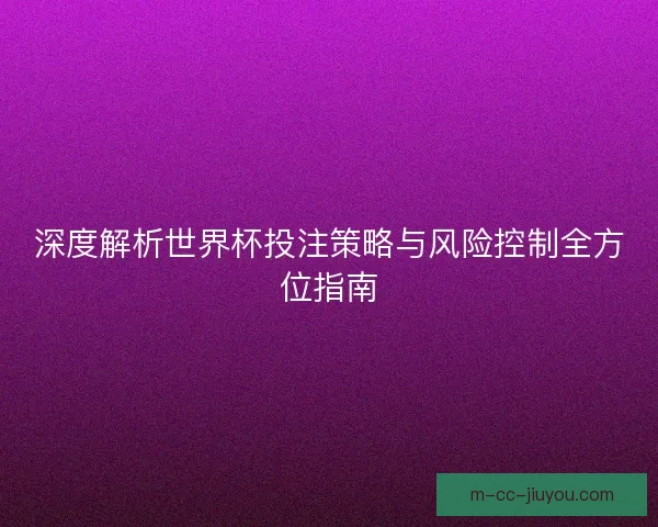 深度解析世界杯投注策略与风险控制全方位指南